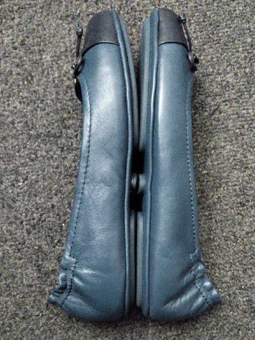 Coach Navy Leather Ballet Flats with Bow & Charm